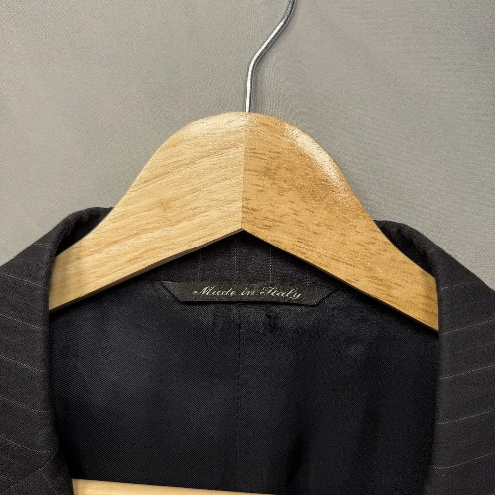 Canali Blazer Mens 38R Navy Blue Pinstripe Wool Made In Italy Two Button Jacket